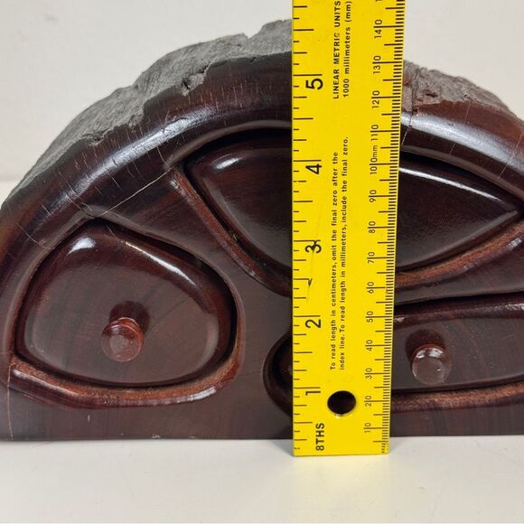 Vintage Handmade Burl Wood 3 Drawer Trinket Box - Picture 7 of 10